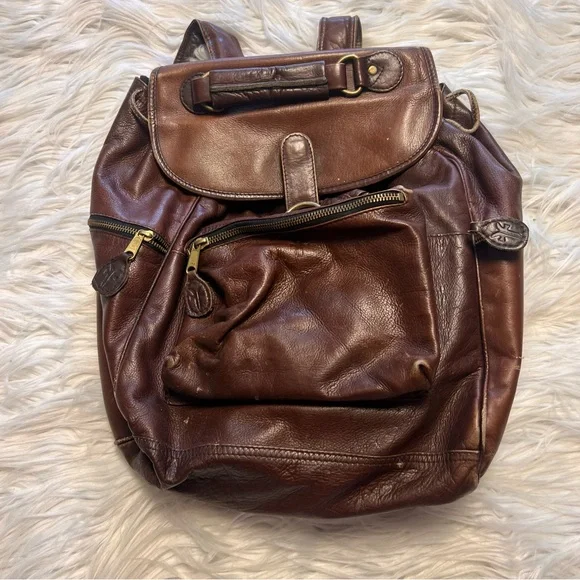 Frye | Bags | Frye Brown Leather Backpack Multi Zipper  display picture 2